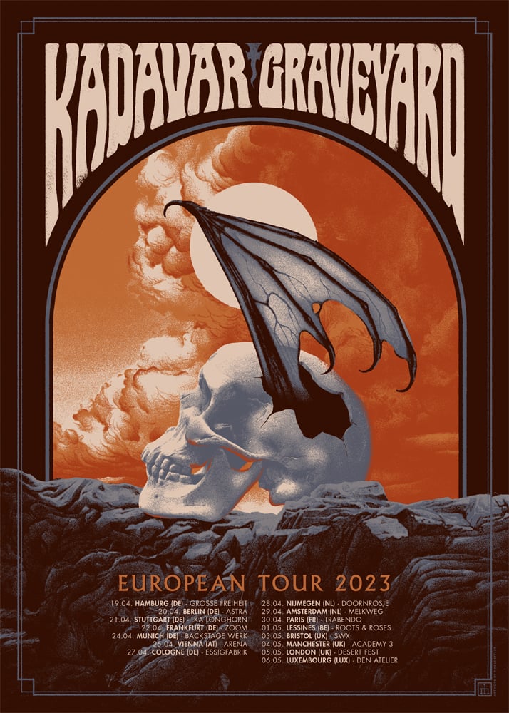 Image of 'Kadavar x Graveyard - European Tour 2023'  Artist's edition screenprint