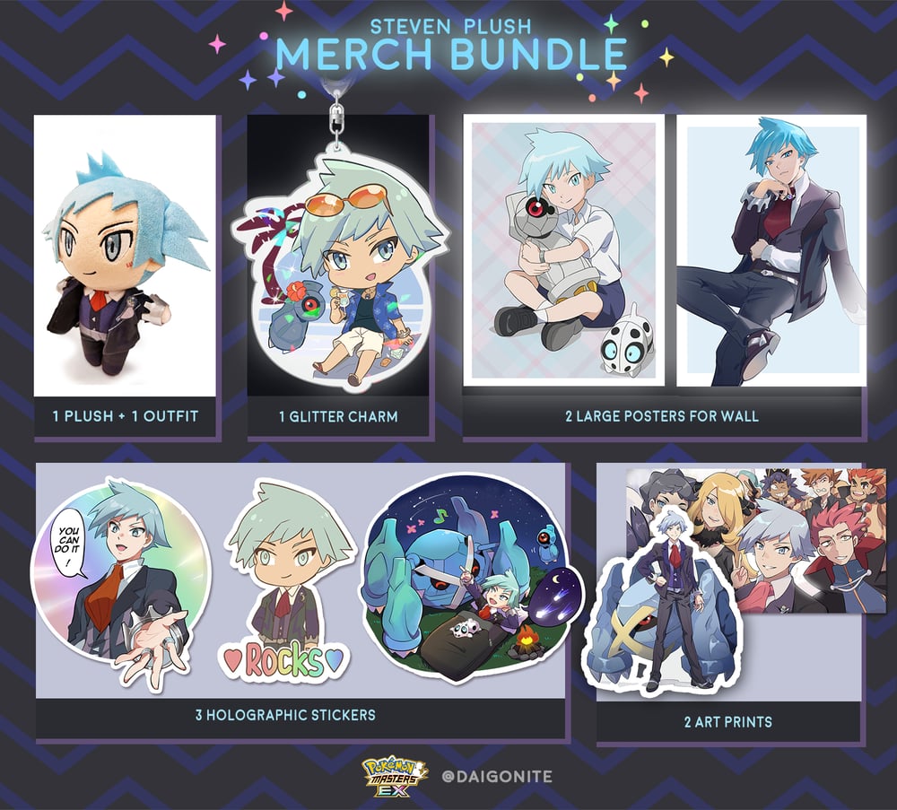 Steven Stone Pokémon plush + merch bundle