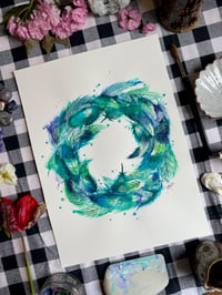 Image 2 of "Blue Feather Wreath" Original