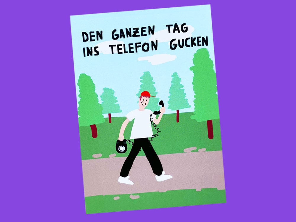 Image of POSTKARTE Den ganzen Tag ins Telefon gucken