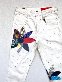 Image of pretty petals denim pants in white 