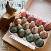 Image 3 of Set of 12 Spun Cotton Eggs, Speckled Style