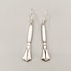 Deco Enameled Spoon Handle Earrings, made from Vintage Sterling Silver White Guilloche Spoons K0304