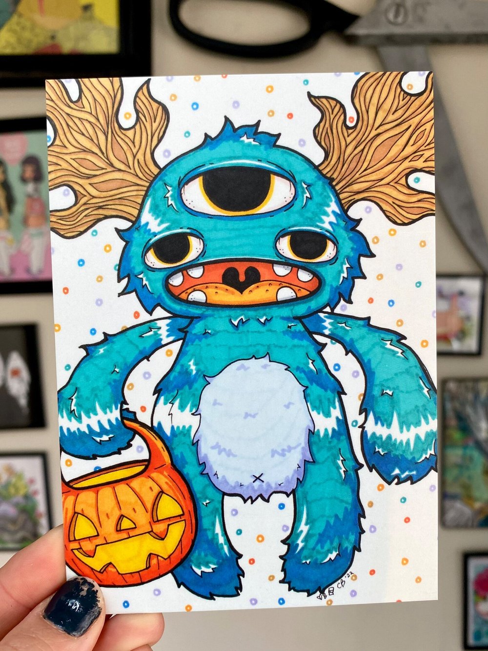 Trick or Treater Postcard Print