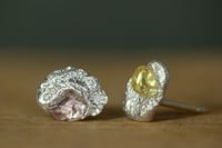 Image 1 of 'Sweet foil no.7' Recycled silver studs with raw sapphires
