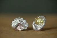 Image 2 of 'Sweet foil no.7' Recycled silver studs with raw sapphires