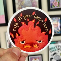 Image 1 of Calcifer Embroidery Hoop Sticker/Magnet