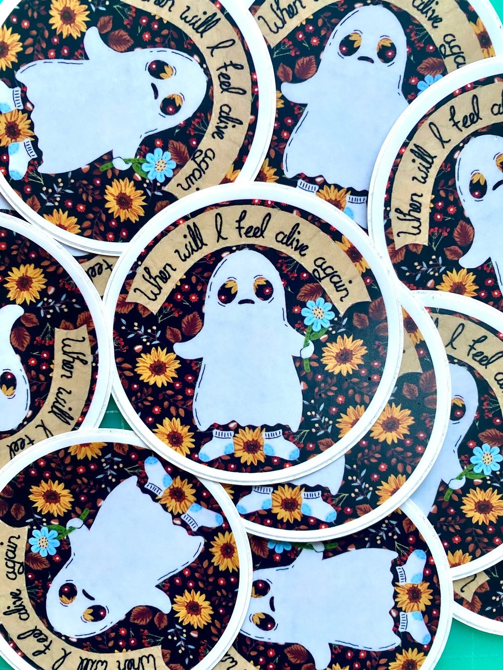 Sad Ghost Sticker/Magnet