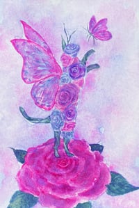 Image 1 of Chasing Butterflies ‘Floral Felinae’ Embellished Art Print
