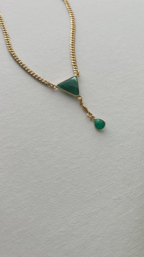 Image of PROSPER 2.0 • Green Onyx Triangle Drop Necklace 