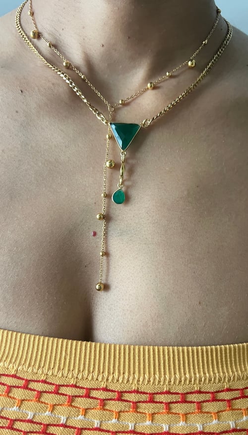 Image of PROSPER 2.0 • Green Onyx Triangle Drop Necklace 