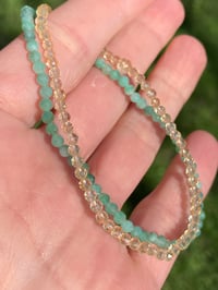 Image 1 of Emerald and Citrine Bracelet Stack, Emerald Gemstone Bracelet, Citrine Stretch Bracelet 