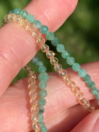 Image 3 of Emerald and Citrine Bracelet Stack, Emerald Gemstone Bracelet, Citrine Stretch Bracelet 