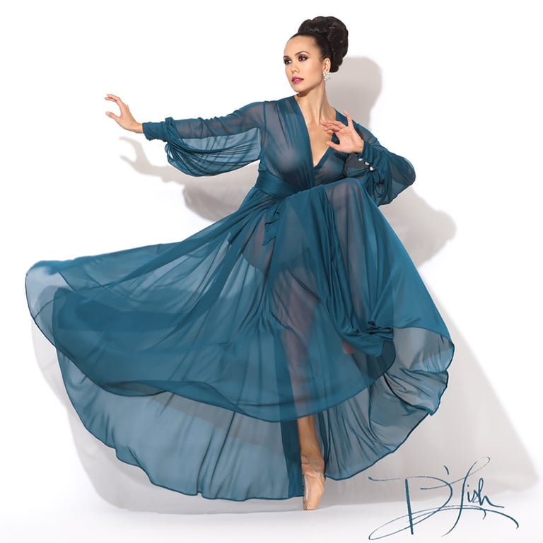 Teal Sheer "Beverly" Dressing Gown Pre-Order Image 2