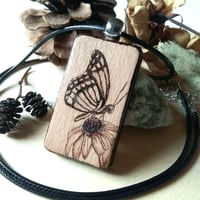 Image 1 of Butterfly Wood Pendent Necklace