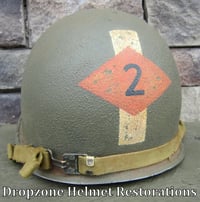 Image 1 of WWII M-1 Helmet 2nd Ranger Battalion. "Captain Miller" Front Seam