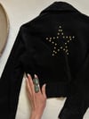 1970s black cropped studded STAR rocker jacket