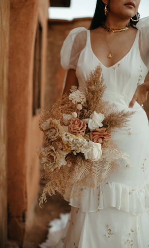Image of Frances Wedding Dress. Gold+Ivory. Size L. By Daughters of Simone.