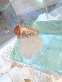 Image 5 of 14k solid gold diamond red jade Hawaiian ring