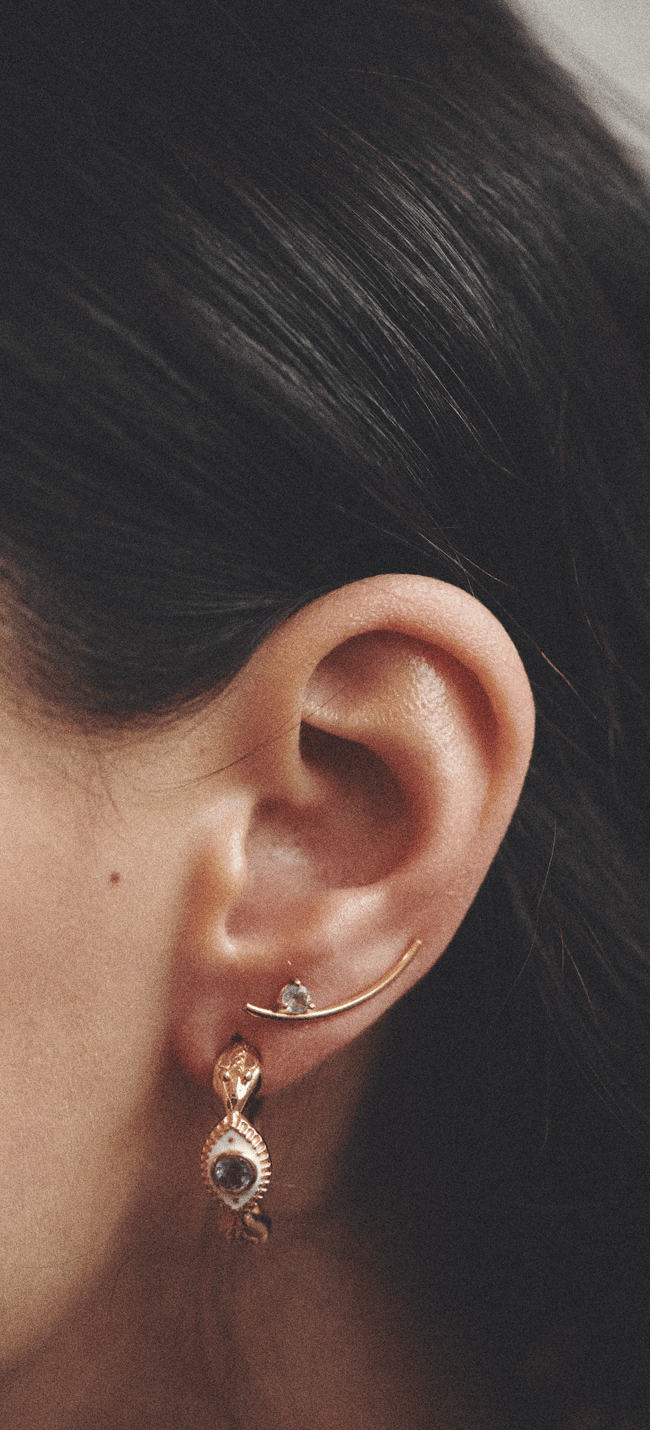 ARCHIVE l'oeil et le serpent hoop white citrine jaune PAIRE BRADERIE 