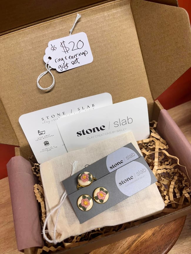 Gift Set - Matching Floral Studs and Ring