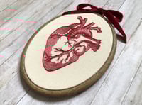Image 1 of Red Anatomical Heart 5x7" Embroidery Hoop