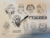 Image 1 of Futura- Space! Vintage Malone (trimmed) 1980’s Tattoo Flash Sheet By Rollo As-Is
