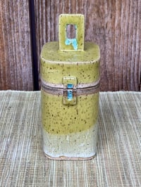 Image 1 of Lidded Jar, Chartreuse & Turquoise