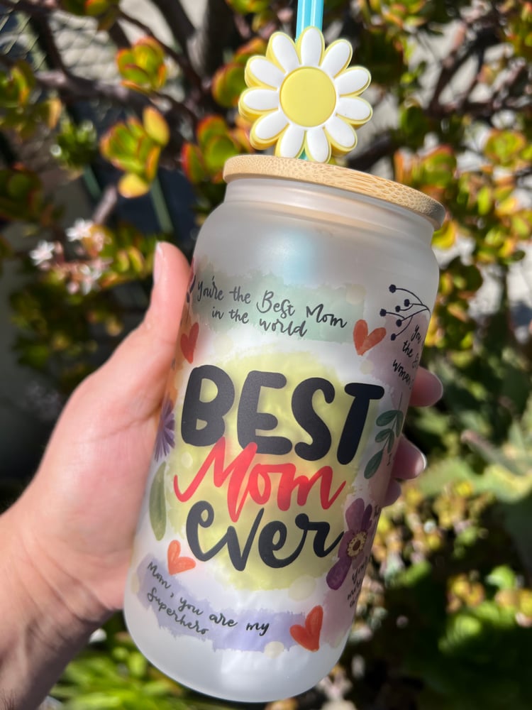 Image of Best Mom Frosted Glass Can Cup