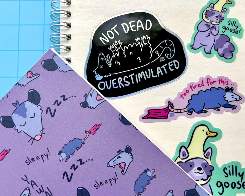 Image of Sleepy possum reusable sticker book