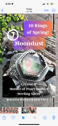 Image 5 of Moondust ~ Sterling Silver Ring, Crystal & Paua Shell Doublet