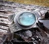 Flow ~ Sterling Silver Ring with Rose Cut Belgium Teal Fluorite & Mother of Pearl Doublet