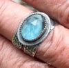 Flow ~ Sterling Silver Ring with Rose Cut Belgium Teal Fluorite & Mother of Pearl Doublet