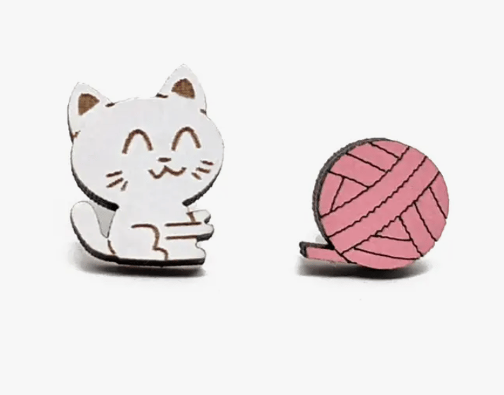 Image of Cat and Yarn Earrings