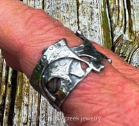 Image 5 of Surfer ~ Rustic Sterling Silver Ring Band