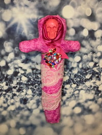 Image 2 of Pink Sacred Heart Santa Muerte Altar Doll by Ugly Shyla For Beauty ,Self love , Attraction