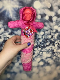 Image 3 of Pink Sacred Heart Santa Muerte Altar Doll by Ugly Shyla For Beauty ,Self love , Attraction