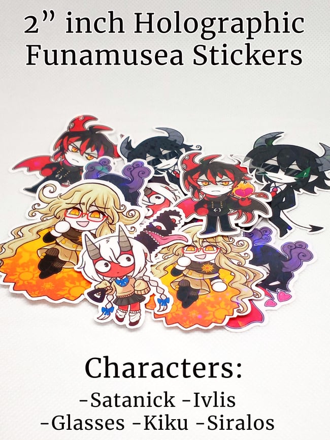 2" Inch Funamusea Character Holographic Matte Stickers