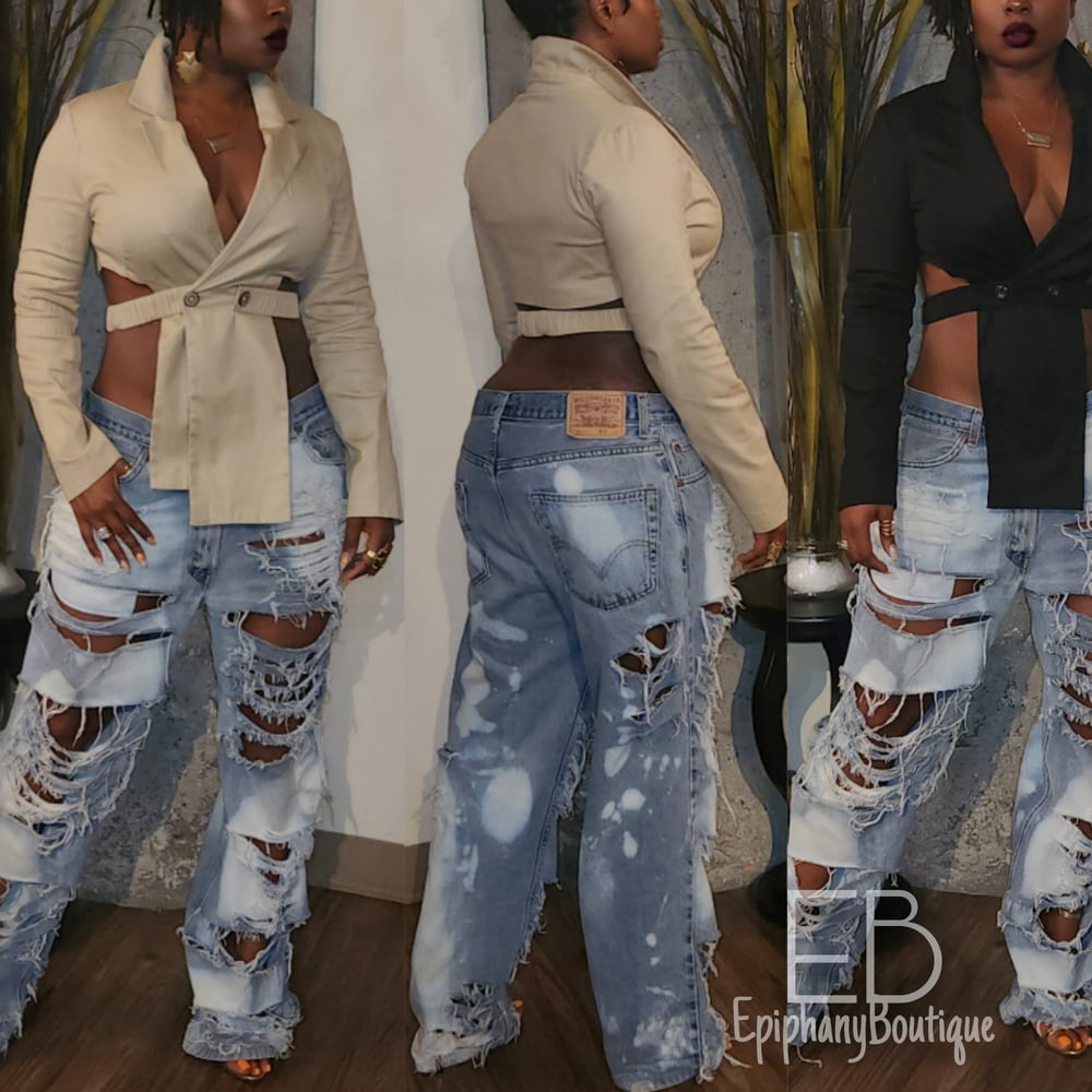 Image of The Stasha Cropped Blazer & EB Custom Levi's #040: **Sold Separately**