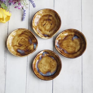 Image of Small Spoon Rest in Amber Glaze, Handmade Spoon Dish Made in USA
