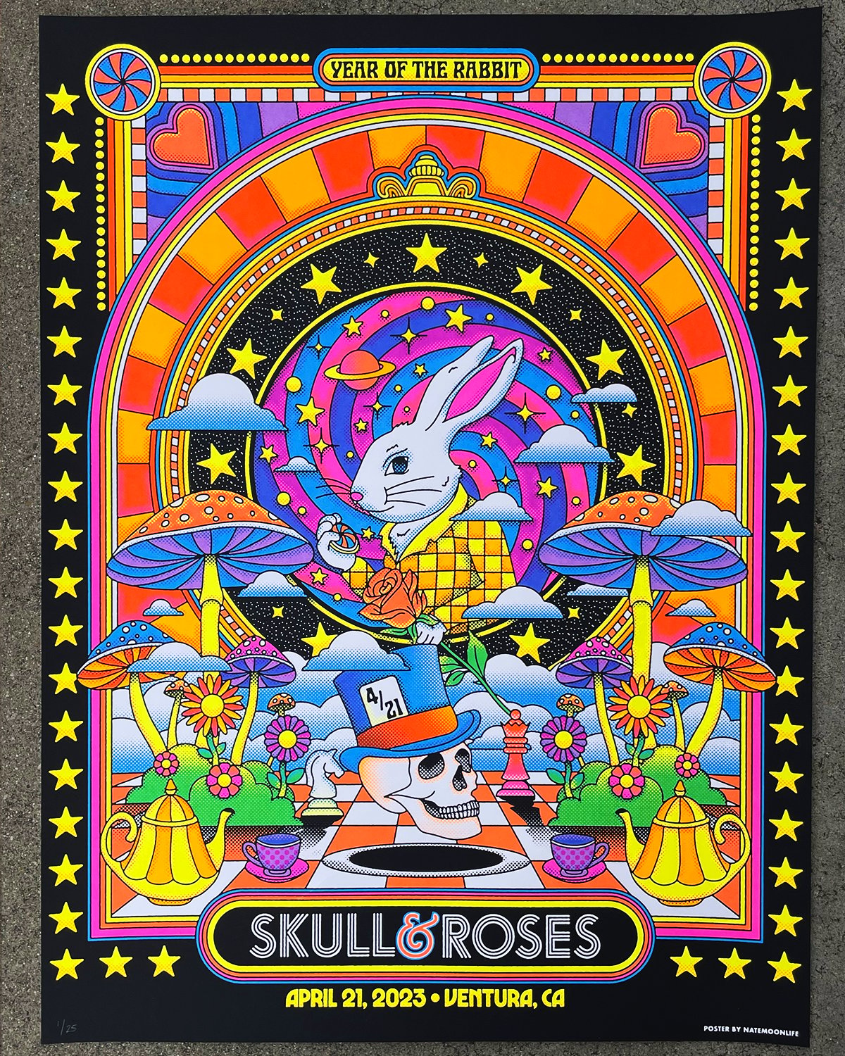 Skull & Roses Festival • 18x24 screen printed poster