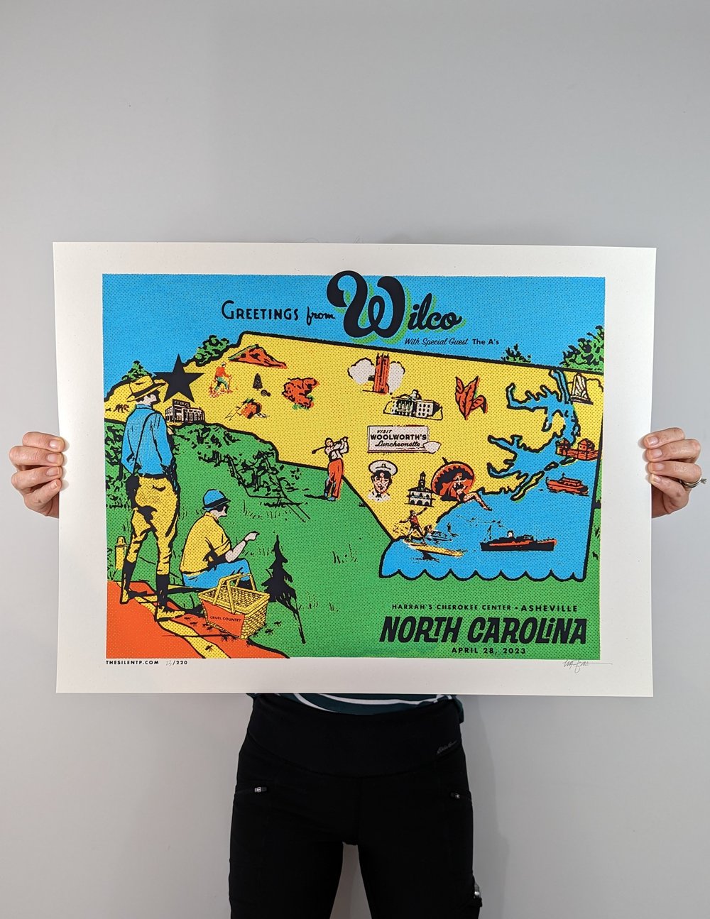 Wilco "Postcard from Asheville" poster, Asheville, NC, April 28, 2023 