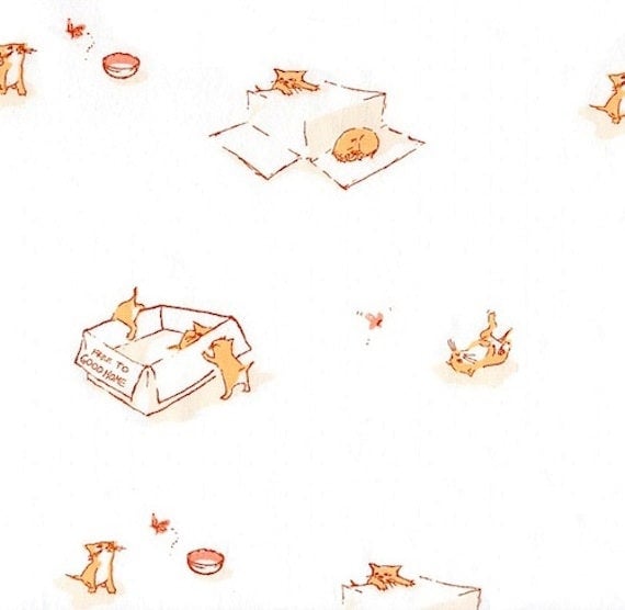 Heather Ross Munki Munki Fabric - Free Kittens on Flannel