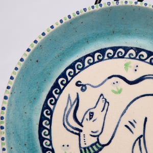 Image of Hand-built Painted Stoneware Decorative Plate - Crackle Larimar