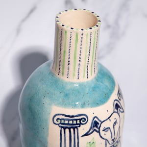 Image of Hand-built Painted Stoneware Vase - Crackle Larimar 