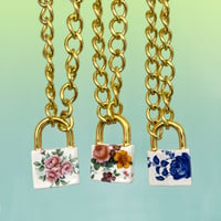 Image 1 of Large Floral Padlock Chokers with 22Kt Gold