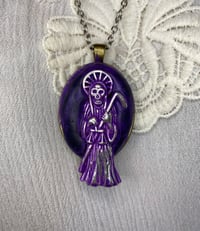 Image 2 of Purple Power Santa Muerte Necklace by Ugly Shyla