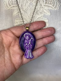 Image 1 of Purple Power Santa Muerte Necklace by Ugly Shyla