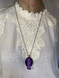 Image 3 of Purple Power Santa Muerte Necklace by Ugly Shyla
