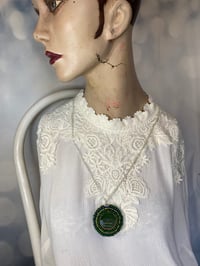 Image 3 of Hand Beaded Green Bakelite Button by Ugly Shyla